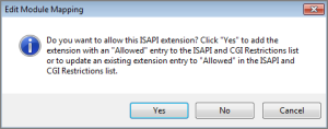 The Edit Module Mapping dialog box for configuring Windows for a web server.
